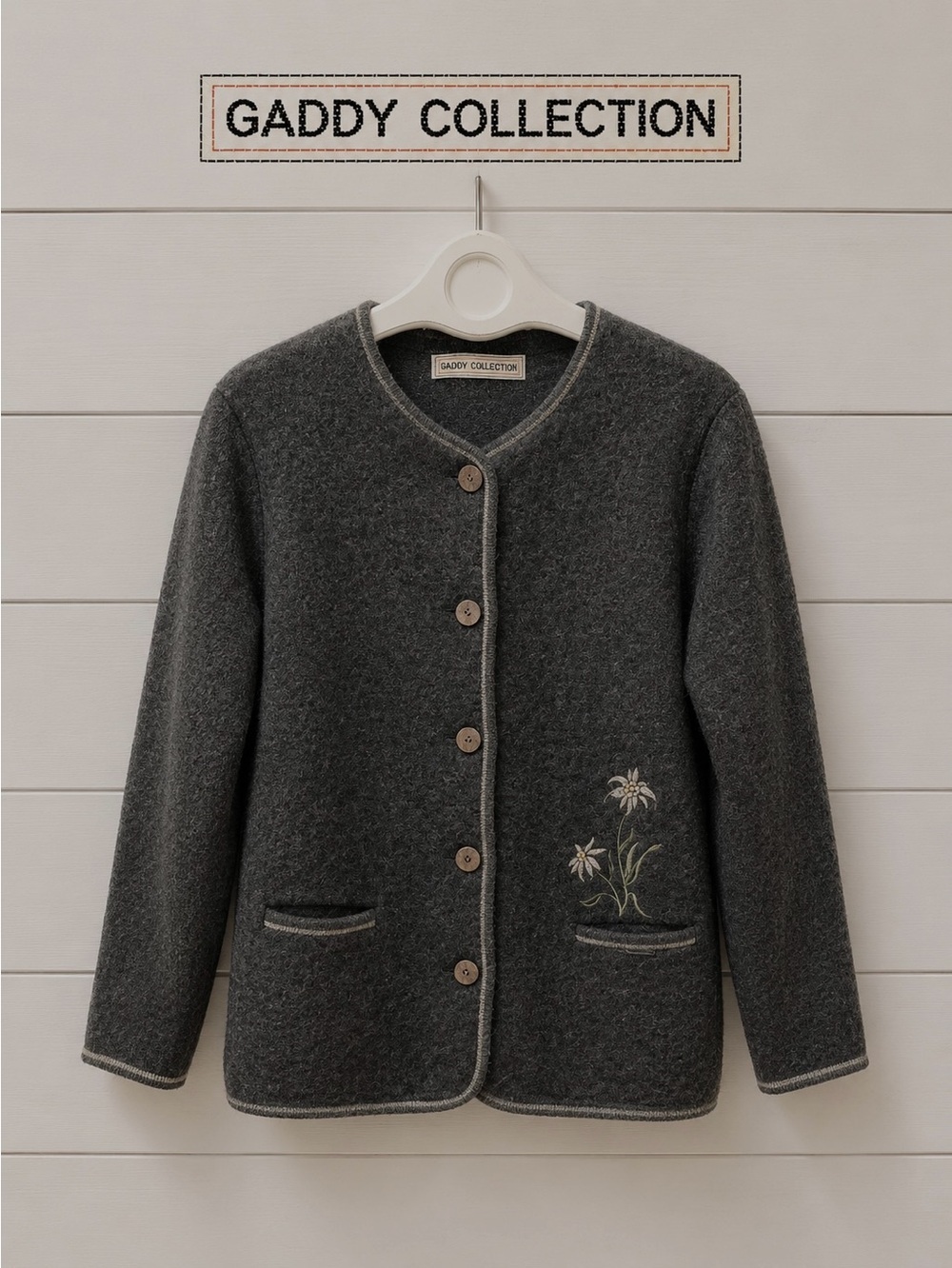 ❣️GADDY COLLECTION Gray Embroidered Cardigan – M/M